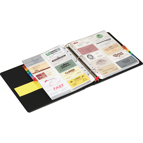 Cardinal EasyOpen Card File Binder 400 Capacity - 8.50" Width x 11" Length - 3-ring Binding - Refillable - Black Vinyl Cover (65320)