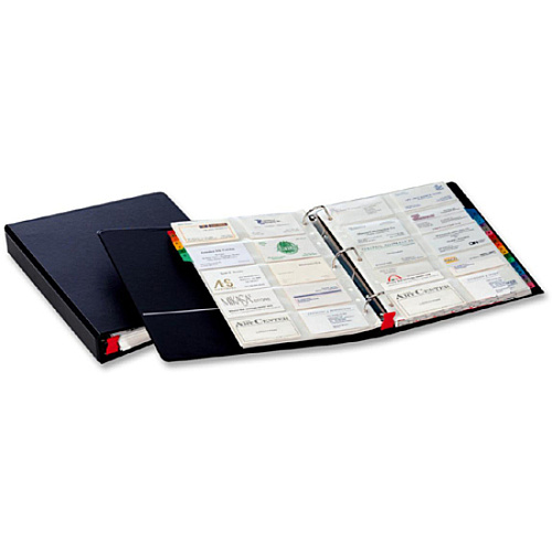 Cardinal EasyOpen Card File Binder 400 Capacity - 8.50" Width x 11" Length - 3-ring Binding - Refillable - Black Vinyl Cover (65320)