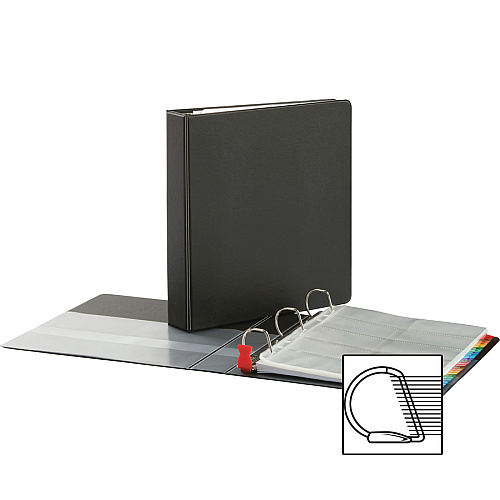 Cardinal EasyOpen Card File Binder 400 Capacity - 8.50" Width x 11" Length - 3-ring Binding - Refillable - Black Vinyl Cover (65320)