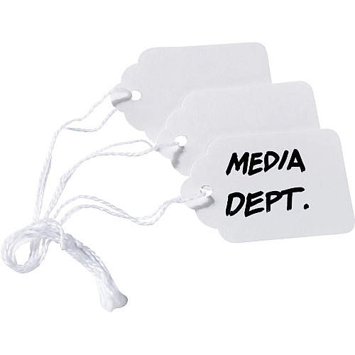 Avery&reg; White Marking Tags, Strung, 1-3/4" x 1-3/32" , 100 Tags 1.75" Length x 1.09" Width - Rectangular - String Fastener - Card Stock - White - 100/Pack - 1 Carton (11062)
