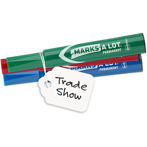 Avery&reg; White Marking Tags, Strung, 1-3/4" x 1-3/32" , 100 Tags 1.75" Length x 1.09" Width - Rectangular - String Fastener - Card Stock - White - 100/Pack - 1 Carton (11062)