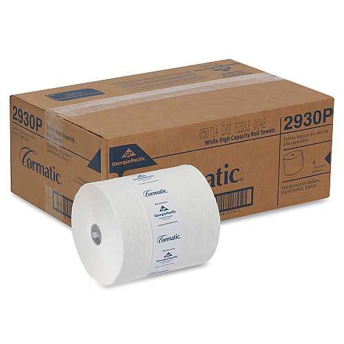 Georgia Pacific Professional Hardwound Roll Towels, 1-Ply, 8.25" x 700 ft, White, 6 Rolls/Carton (2930P)