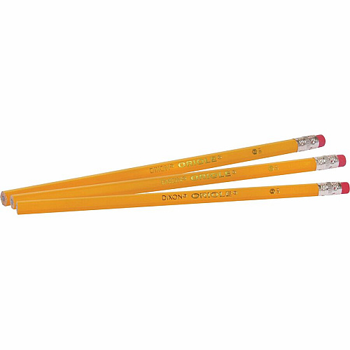 Dixon Wood-Cased Pencils Black Lead - #2 - Yellow Wood Barrel - 1 Dozen (12872)