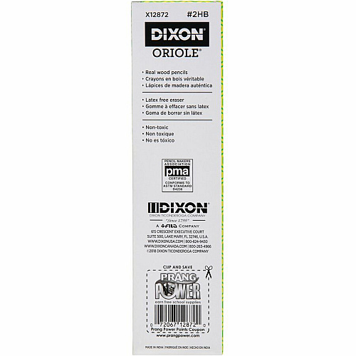 Dixon Wood-Cased Pencils Black Lead - #2 - Yellow Wood Barrel - 1 Dozen (12872)