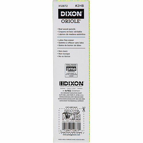 Dixon Wood-Cased Pencils Black Lead - #2 - Yellow Wood Barrel - 1 Dozen (12872)