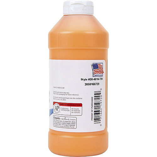 Crayola Portfolio Series Acrylic Paint 16 fl oz - 1 Each - Brilliant Orange (204016720)