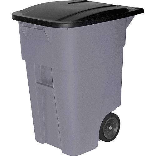 Rubbermaid Commercial Brute Rollout Container with Lid 50 gal Capacity - Square - 36.2" Height x 23.4" Width x 28.5" Depth - Gray - 1 Each (9W2700GRAY)