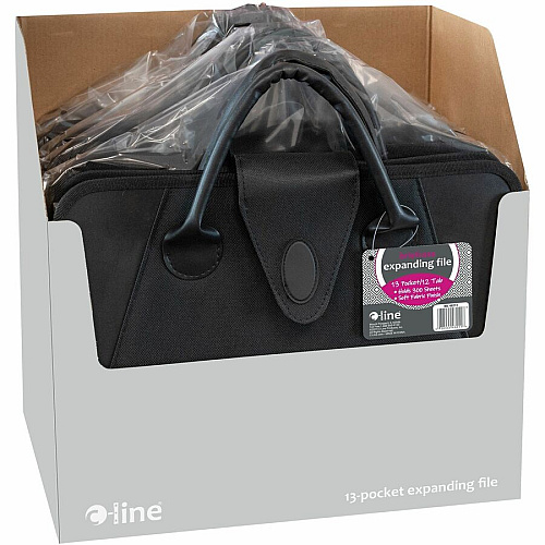 C-Line Expanding File With Handles 8 1/2" x 11" - 300 Sheets Capacity - 13 Internal Pocket(s) - 12 Divider(s) - Black - Hook & Loop Closure - 1 Each (48211)