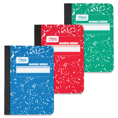 Mead Square Deal Colored Memo Book 80 Sheets - Tape Bound - 3 1/2" x 4 1/2" Sheet Size - Assorted Marble Cover - 1 Each (45417)