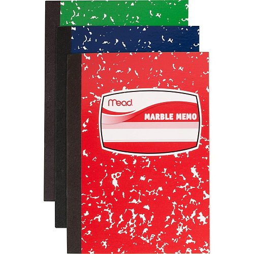 Mead Square Deal Colored Memo Book 80 Sheets - Tape Bound - 3 1/2" x 4 1/2" Sheet Size - Assorted Marble Cover - 1 Each (45417)