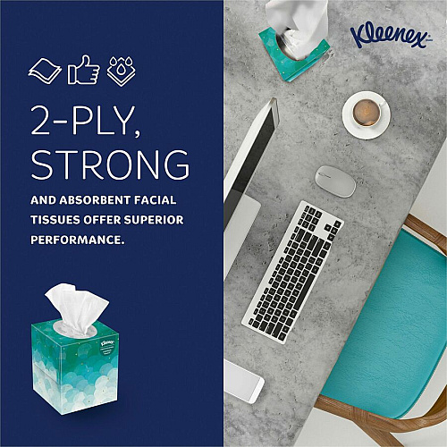 Kleenex Professional Facial Tissue Cube for Business 2 Ply - 8.40" Width x 8" Length - White - 95 / Box (21270)