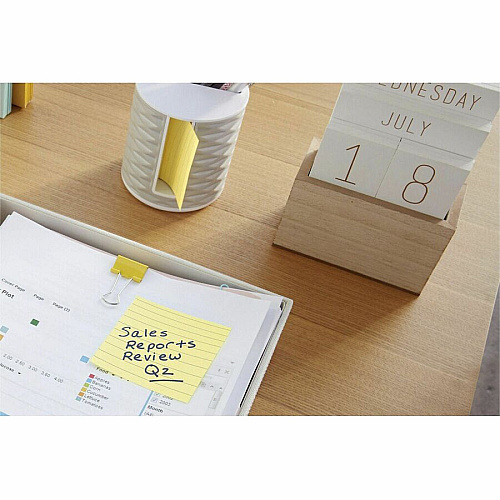 Post-it&reg; Notes Original Lined Notepads 1200 - 3" Flag/Note Width x 3" Flag/Note Length - Square - 100 Sheets per Pad - Ruled - Yellow - Paper - Removable - 12 / Pack (630SS)