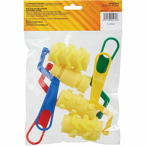 Creativity Street Foam Pattern Paint Rollers Plastic Handle - 4 / Set (5170)