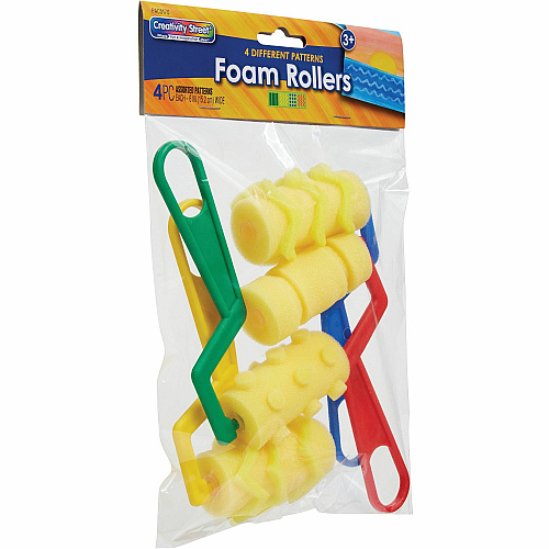 Creativity Street Foam Pattern Paint Rollers Plastic Handle - 4 / Set (5170)