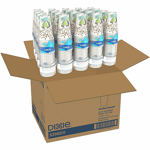 Dixie PerfecTouch 16 oz Insulated Paper Hot Coffee Cups by GP Pro (5356DX)