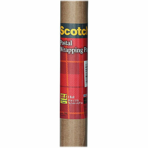 Scotch Postal Wrapping Paper 30" Width x 15 ft Length - 60 lb Basis Weight - Kraft - Brown - 1 Roll (7900)