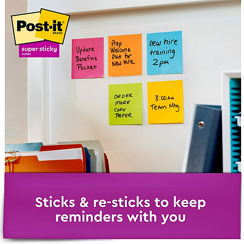Post-it&reg; Super Sticky Note Pads - Energy Boost Color Collection 135 - 3" Flag/Note Width x 3" Flag/Note Length - Square - 45 Sheets per Pad - Unruled - Vital Orange, Tropical Pink, Limeade - Paper - Self-adhesive - 3 / Pack (3321SSAU)