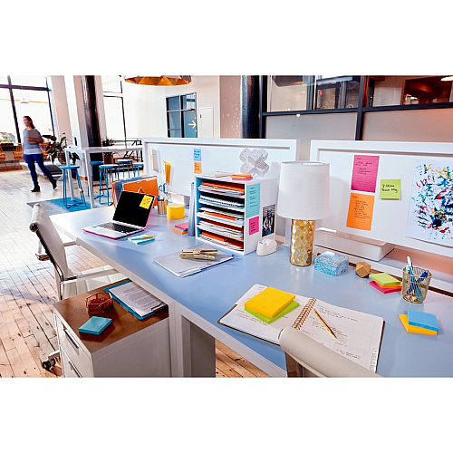 Post-it&reg; Super Sticky Note Pads - Energy Boost Color Collection 135 - 3" Flag/Note Width x 3" Flag/Note Length - Square - 45 Sheets per Pad - Unruled - Vital Orange, Tropical Pink, Limeade - Paper - Self-adhesive - 3 / Pack (3321SSAU)
