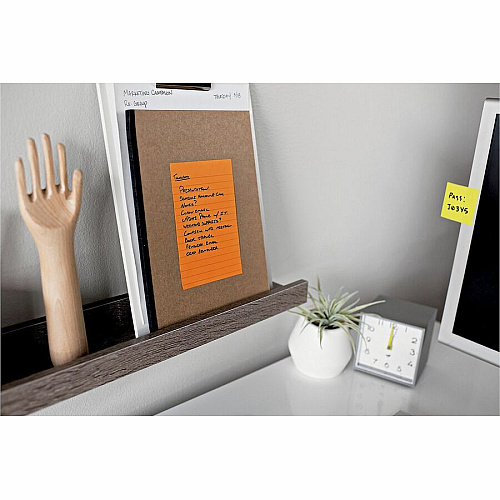 Post-it&reg; Super Sticky Notes - Energy Boost Color Collection 180 - 4" Flag/Note Width x 6" Flag/Note Length - Rectangle - 45 Sheets per Pad - Ruled - Vital Orange, Tropical Pink, Blue Paradise, Limeade - Paper - Self-adhesive, Repositionable (4621SSAU)