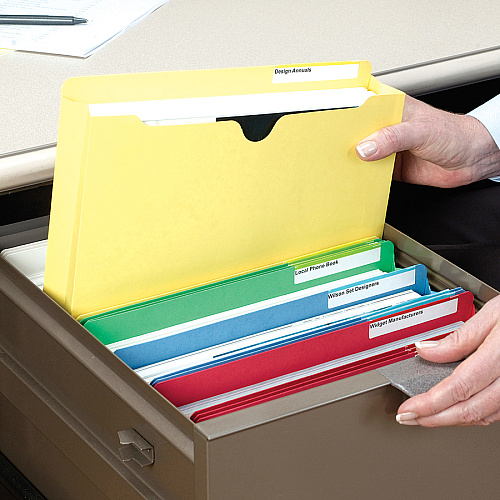 Smead Colored Straight Tab Cut Letter Recycled File Jacket 8 1/2" x 11" - 2" Expansion - 11 pt. - 2 Plys - Blue, Green, Red, White, Yellow - Slip Resistant, Reinforced Tab - 10% Recycled - 10 / Pack (75688)