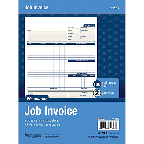 Adams Contractor Forms 100 Sheet(s) - 2 Part - Carbonless Copy - 8.50" x 11.43" Form Size - White - 1 Each (NC2817)
