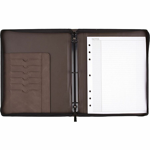 Day Runner Harrison Day Planner 1 Year - 8 1/2" x 11" Sheet Size - 3-ring - Brown - Card Slot, Business Card Holder, Pen Loop, Pocket, Notepad, Phone Directory, Pouch - 1 Each (3070304)