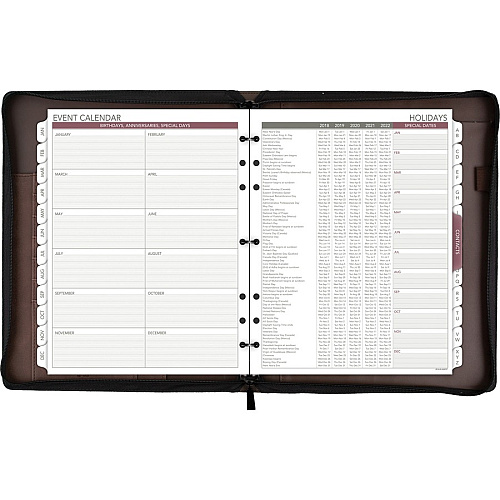 Day Runner Harrison Day Planner 1 Year - 8 1/2" x 11" Sheet Size - 3-ring - Brown - Card Slot, Business Card Holder, Pen Loop, Pocket, Notepad, Phone Directory, Pouch - 1 Each (3070304)