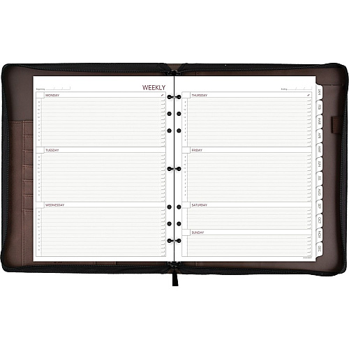 Day Runner Harrison Day Planner 1 Year - 8 1/2" x 11" Sheet Size - 3-ring - Brown - Card Slot, Business Card Holder, Pen Loop, Pocket, Notepad, Phone Directory, Pouch - 1 Each (3070304)