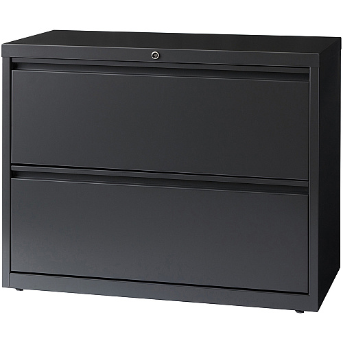 Lorell Fortress Series Lateral File 36" Width x 18.6" Depth x 28.1" Height - 2 x Drawer(s) - Legal, Letter, A4 - Lateral - Rust Proof, Leveling Glide, Interlocking - Charcoal - Baked Enamel - Steel - Recycled (LLR60449)