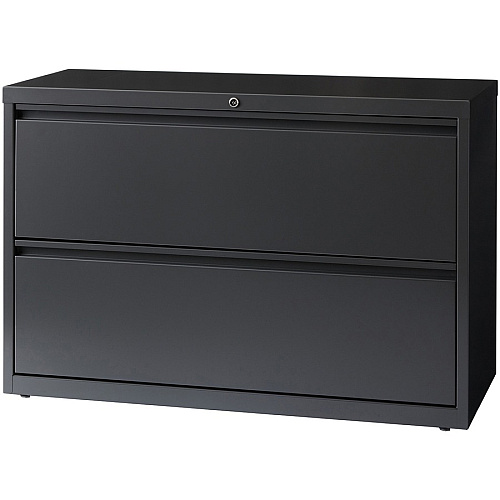 Lorell Fortress Series Lateral File 42" Width x 18.6" Depth x 28.1" Height - 2 x Drawer(s) - Legal, Letter, A4 - Lateral - Rust Proof, Leveling Glide, Interlocking, Ball-bearing Suspension - Charcoal - Baked Enamel - Steel - Recycled (LLR60440)