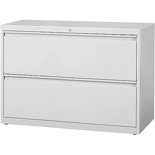 Lorell Fortress Series Lateral File 42" Width x 18.6" Depth x 28.1" Height - 2 x Drawer(s) for File - Legal, Letter, A4 - Lateral - Rust Proof, Leveling Glide, Ball-bearing Suspension, Interlocking, Label Holder - Light Gray - Baked Enamel - St (LLR60439)