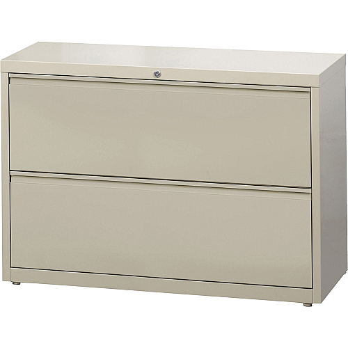 Lorell Fortress Series Lateral File 42" Width x 18.6" Depth x 28.1" Height - 2 x Drawer(s) for File - Legal, Letter, A4 - Lateral - Rust Proof, Leveling Glide, Ball-bearing Suspension, Interlocking, Label Holder - Putty - Baked Enamel - Steel - (LLR60438)
