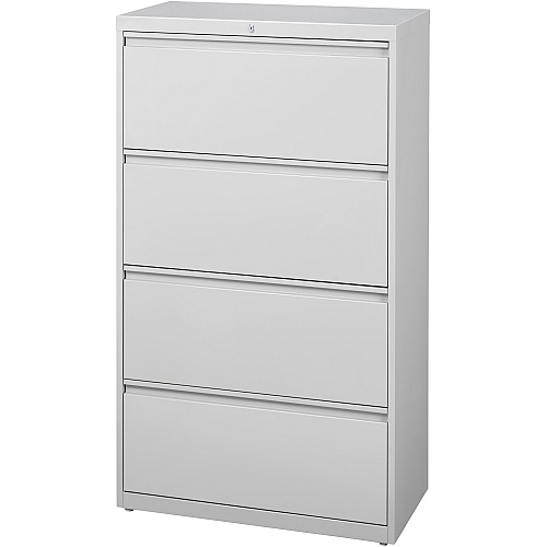 Lorell Fortress Series Lateral File 36" Width x 18.6" Depth x 52.5" Height - 4 x Drawer(s) for File - Legal, Letter, A4 - Lateral - Rust Proof, Leveling Glide, Interlocking, Ball-bearing Suspension, Label Holder - Light Gray - Baked Enamel - St (LLR60445)