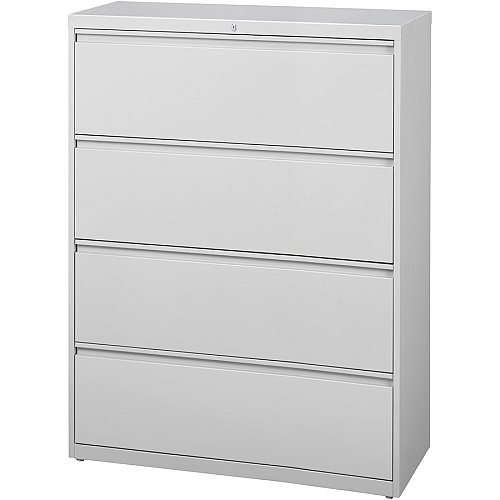 Lorell Fortress Series Lateral File 42" Width x 18.6" Depth x 52.5" Height - 4 x Drawer(s) for File - Legal, Letter, A4 - Lateral - Rust Proof, Leveling Glide, Interlocking, Ball-bearing Suspension, Label Holder - Light Gray - Baked Enamel - St (LLR60436)