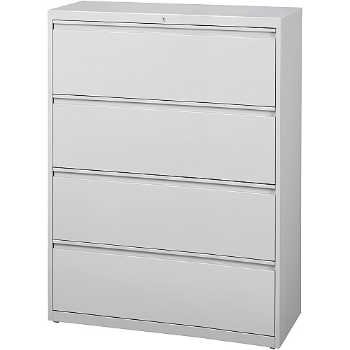 Lorell Fortress Series Lateral File 42" Width x 18.6" Depth x 52.5" Height - 4 x Drawer(s) for File - Legal, Letter, A4 - Lateral - Rust Proof, Leveling Glide, Interlocking, Ball-bearing Suspension, Label Holder - Light Gray - Baked Enamel - St (LLR60436)