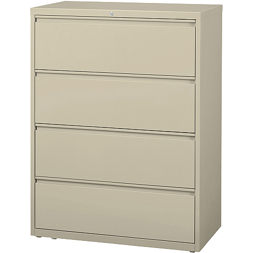 Lorell Fortress Series Lateral File 42" Width x 18.6" Depth x 52.5" Height - 4 x Drawer(s) for File - Legal, Letter, A4 - Lateral - Rust Proof, Leveling Glide, Interlocking, Ball-bearing Suspension, Label Holder - Putty - Baked Enamel - Recycle (LLR60435)