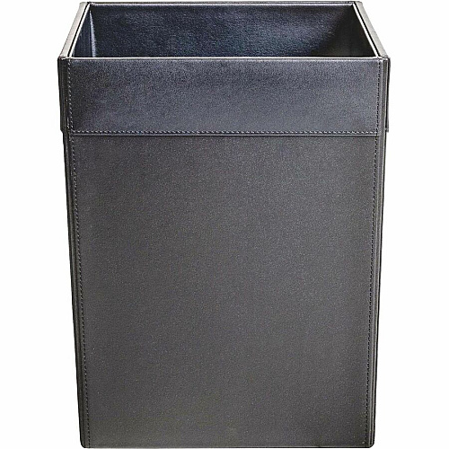 Dacasso Wastebasket Square - 12" Height x 9.5" Width x 9.5" Depth - Leather - Black - 1 Each (A1003)