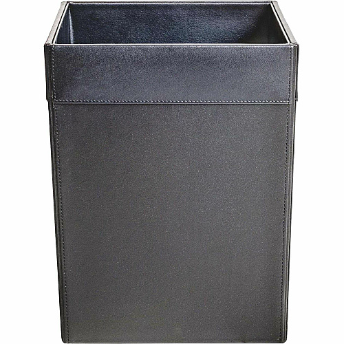 Dacasso Wastebasket Square - 12" Height x 9.5" Width x 9.5" Depth - Leather - Black - 1 Each (A1003)