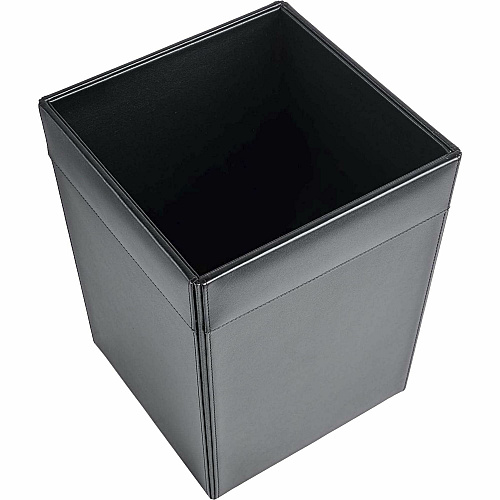 Dacasso Wastebasket Square - 12" Height x 9.5" Width x 9.5" Depth - Leather - Black - 1 Each (A1003)