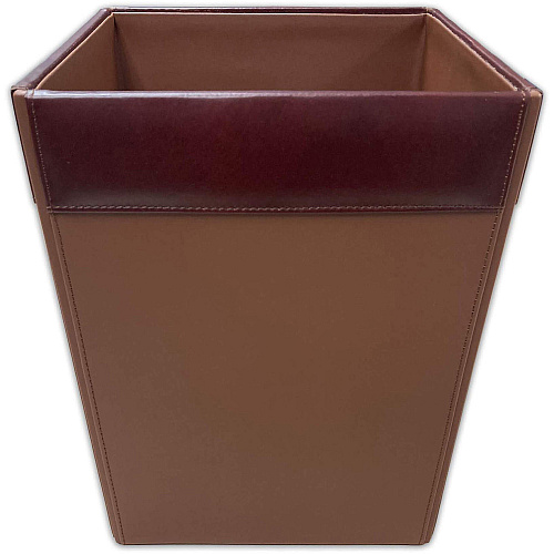 Dacasso Wastebasket Square - 12" Height x 9.5" Width x 9.5" Depth - Leather - 1 Each (A3003)
