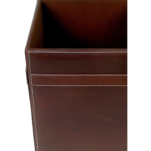 Dacasso Wastebasket Square - 12" Height x 9.5" Width x 9.5" Depth - Leather - Brown - 1 Each (A3203)