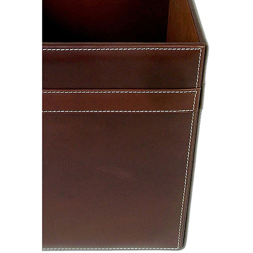 Dacasso Wastebasket Square - 12" Height x 9.5" Width x 9.5" Depth - Leather - Brown - 1 Each (A3203)