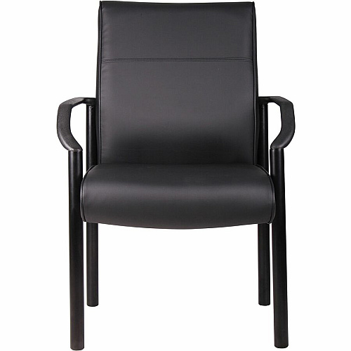 Boss LeatherPLUS Guest Chair Black Frame Color - Steel Frame Material - 1 Each (B689)