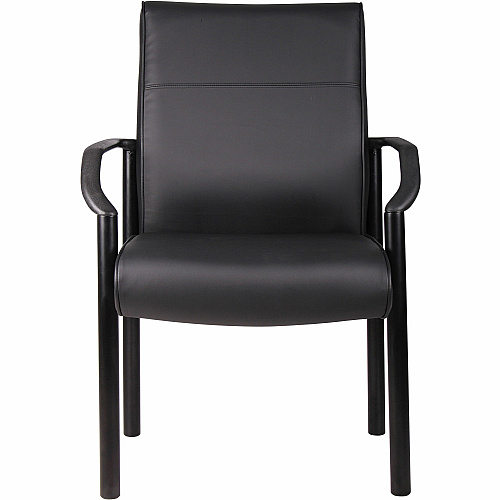 Boss LeatherPLUS Guest Chair Black Frame Color - Steel Frame Material - 1 Each (B689)
