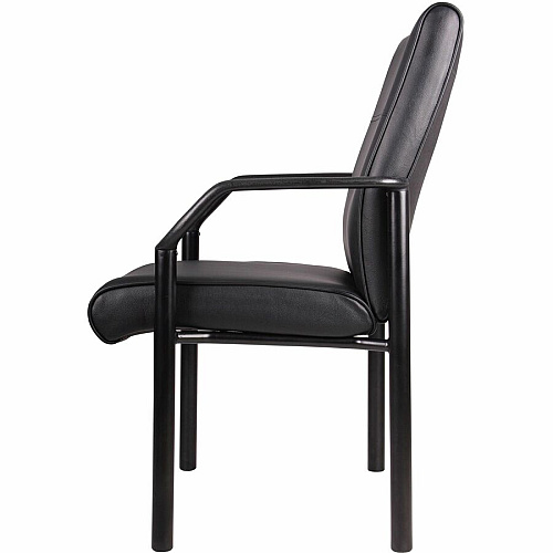 Boss LeatherPLUS Guest Chair Black Frame Color - Steel Frame Material - 1 Each (B689)