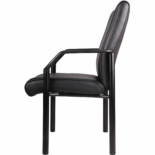 Boss LeatherPLUS Guest Chair Black Frame Color - Steel Frame Material - 1 Each (B689)
