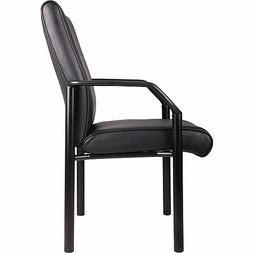 Boss LeatherPLUS Guest Chair Black Frame Color - Steel Frame Material - 1 Each (B689)