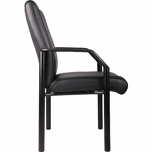 Boss LeatherPLUS Guest Chair Black Frame Color - Steel Frame Material - 1 Each (B689)