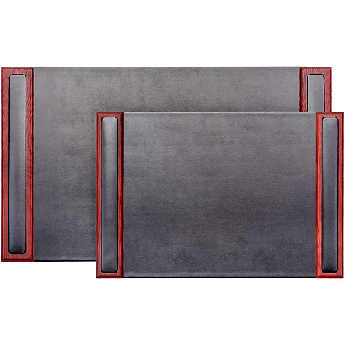 Dacasso Rosewood & Leather Side-Rail Desk Pad Rectangular - 25.5" Width x 17.25000" Depth - Felt Black Backing - Leather, Rosewood - 1 Each (P8002)