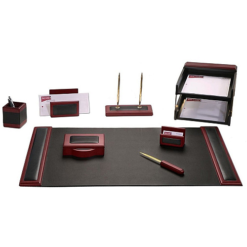 Dacasso Rosewood & Leather Desk Set 1 Each (D8020)